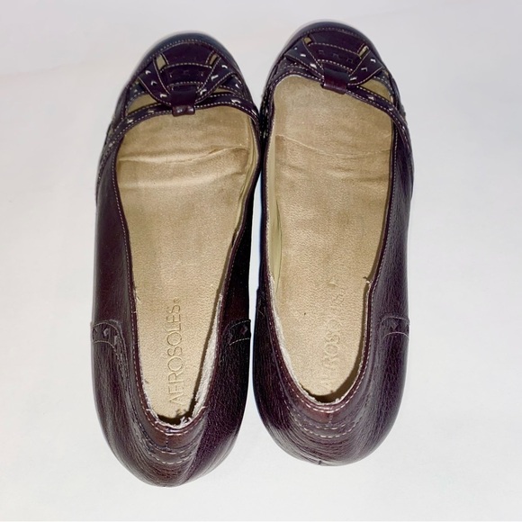Aerosoles Women's Copenhagen Burgundy Brown Leather Flats Comfort Soles Size 10 - Picture 4 of 11